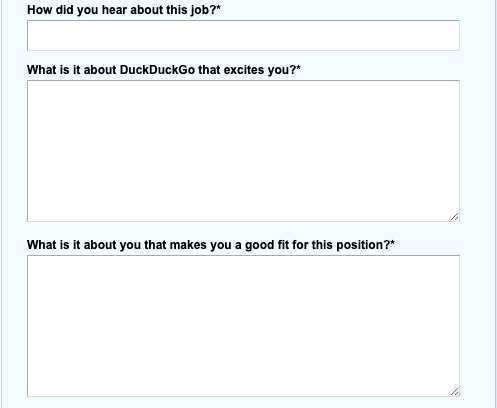 Questions from the DuckDuckGo application process